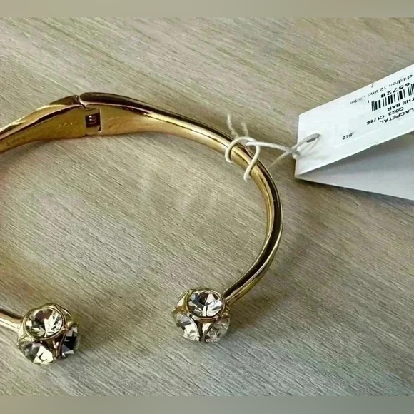 Kate Spade Lady Marmalade Clear/Gold Bangle Bracelet New - Picture 3 of 8